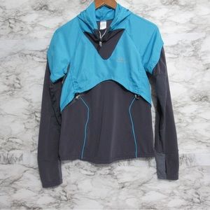 Kalenji Hooded Pullover Running Jacket Size Small Blue | Gray